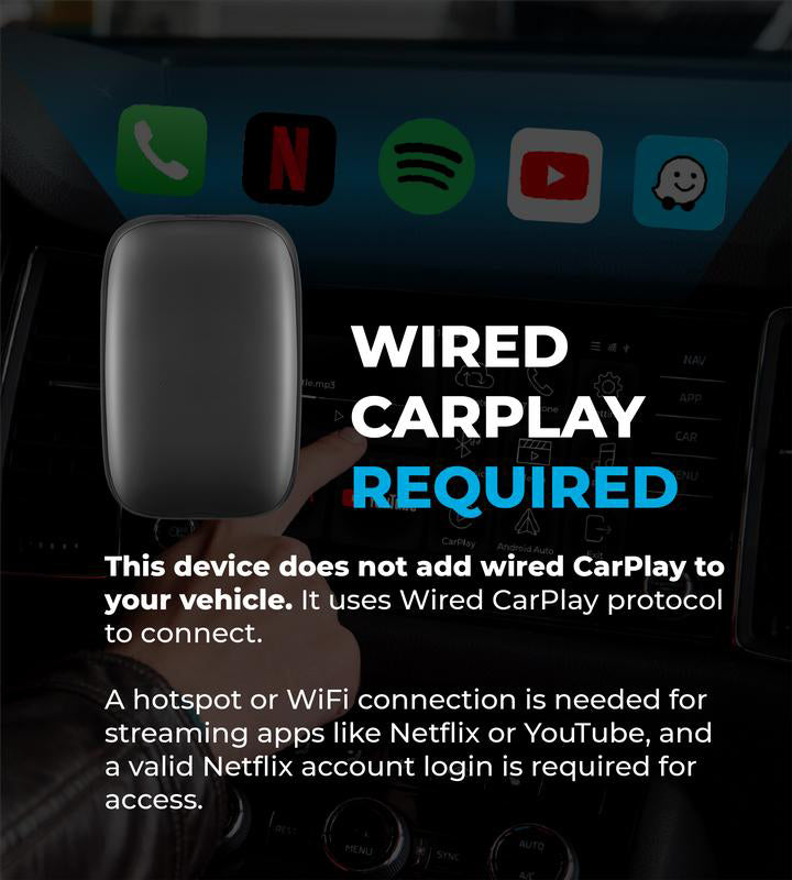 Auto CarPlay Adapter - Wi-Fi and Bluetooth Connectivity, For iPhone & Androids